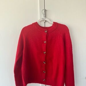 Zara Red Button-Up Cardigan